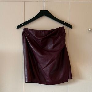 Wilfred Draped Faux Leather Mini Skirt - Wine